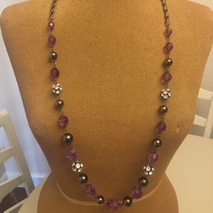 Long Purple Beaded Necklace